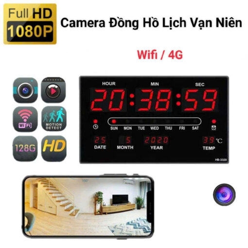 Bảng Đồng Hồ LED Tích Hợp Camera trong bộ ảnh sản phẩm
